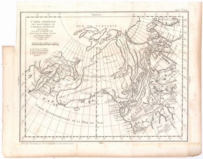 Carte Generale des Decouvertes de l'Amiral de Fonte representant la grande probabilite d'un Passage au Nord Ouest