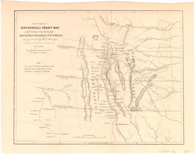 That part of Disturnell's Treaty Map in the Vicinity of the Rio Grande and Southern Boundary of New Mexico