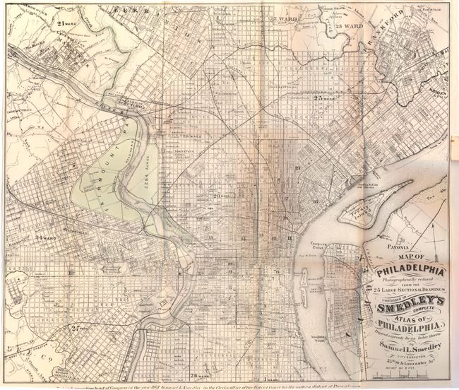 Map of Philadelphia Photographically Reduced from the 25 Large Sectional Drawings Contained in Smedley's Complete Atlas of Philadelphia [with Guide Book] Philadelphia in 1868-9
