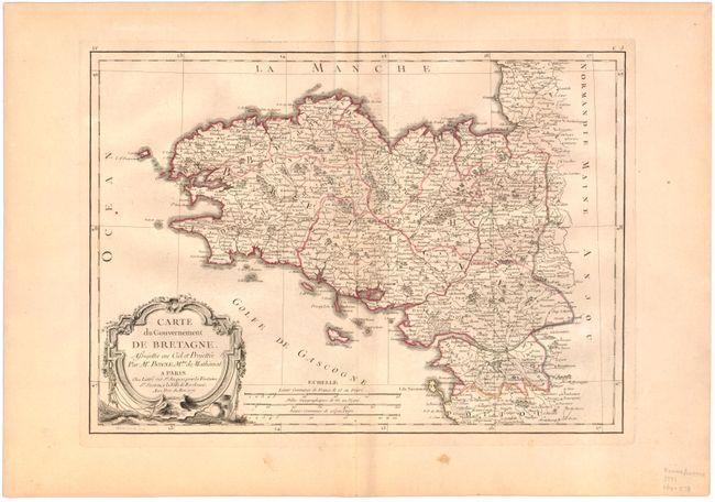 Carte du Gouvernement de Bretagne. Assujettie au Ciel et Projettee