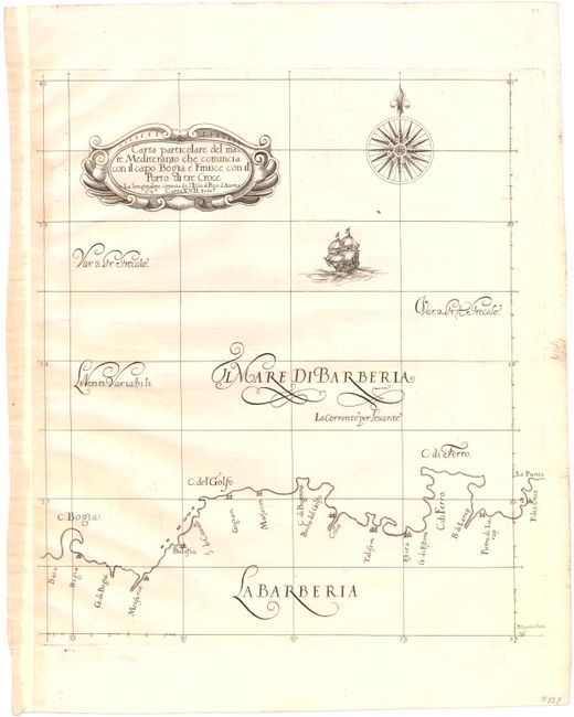 Carta Particolare del Mare Mediteranio che Comincia con il Capo Bogia e Finisce con il Porto di tre Croce