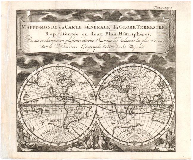 Mappe-Monde ou Carte Generale du Globe Terrestre Representee en deux Plan-Hemispheres Revue et Changee en Plusieurs Endroits Suivant les Relations les plus Recentes