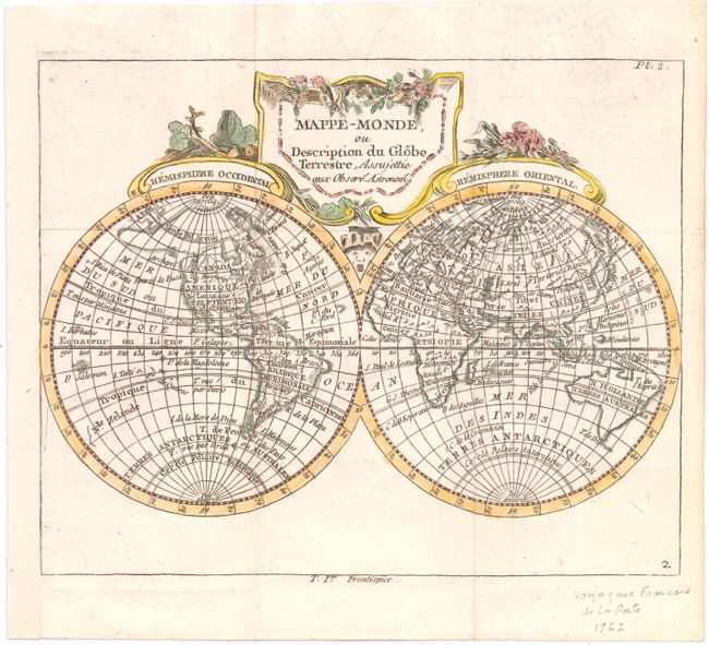 Mappe-Monde, ou Description du Globe Terrestre, Assujettie aux Observs. Astronoms.