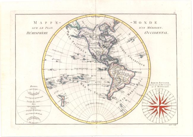 Mappe-Monde sur le Plan d'un Meridien. Hemisphere Occidental
