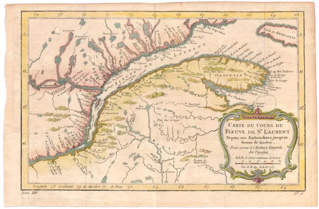 Carte du Cours du Fleuve de St. Laurent Depuis son Embouchure Jusqu'au Dessus de Quebec, pour Servir a l'Histoire Generale des Voyages