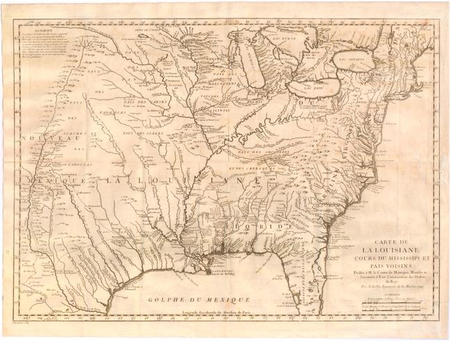 Carte de la Louisiane Cours du Mississipi et Pais Voisins