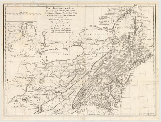 Carte Generale des Etats de Virginie, Maryland, Delaware, Pensilvanie, Nouveau-Jersey, New-York, Connecticut et Isle de Rhodes Ainsi que des Lacs Erie, Ontario, et Champlain