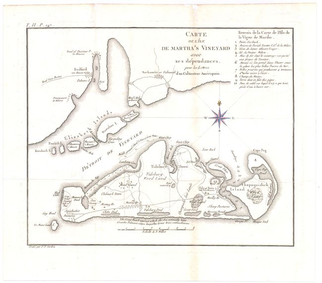 Carte de l'Ile de Martha's Vineyard avec ses Dependances