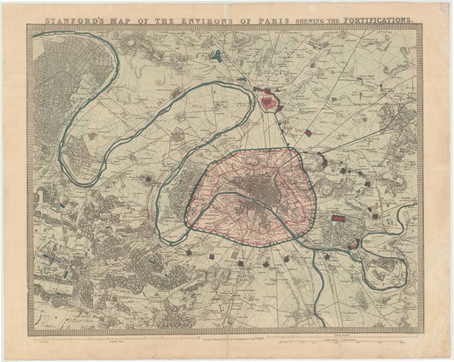 Stanford's Map of the Environs of Paris Shewing the Fortifications
