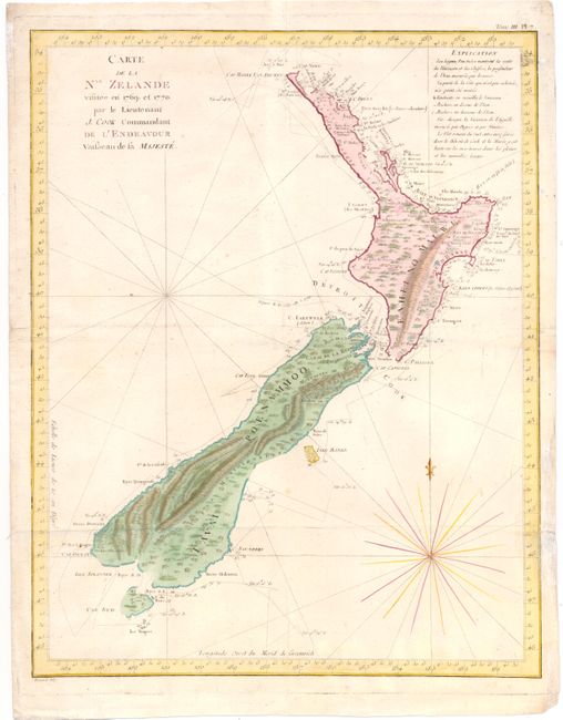 Carte de la Nle. Zelande Visitee en 1769 et 1770. Par le Lieutenant J. Cook Commandant de l'Endeavour Vaisseau de la Majeste