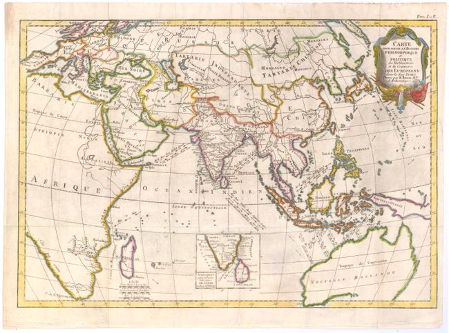 Carte pour Servir a l'Histoire Philosophique et Politique des Etablissemens et du Commerce des Europeens dans lex deux Indes