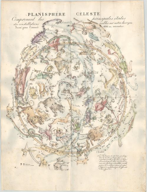 Planisphere Celeste Comprenant les Principales Etoiles des Constellations Visibles sur Notre Horizon