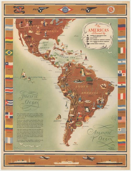 [Lot of 2 - Pictorial Maps] The Americas... [and] On the Routes of the Flying Clipper Ships