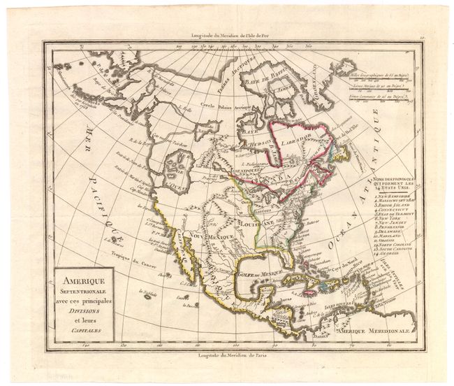 Amerique Septentrionale avec ces Principales Divisions et Leurs Capitales