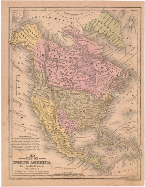 "No. 3 Map of North America Engraved to Illustrate" by Mitchell, ca. 1839