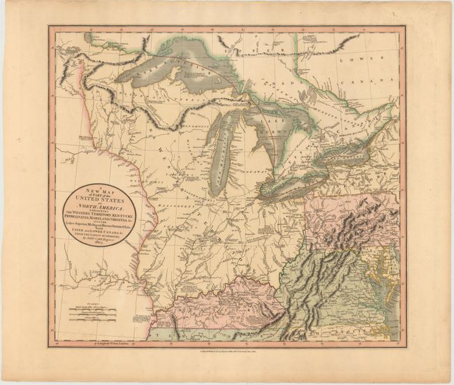 A New Map of Part of the United States of North America, Exhibiting the Western Territory, Kentucky, Pennsylvania, Maryland, Virginia &c. Also, the Lakes Superior, Michigan, Huron, Ontario & Erie; with Upper and Lower Canada &c.