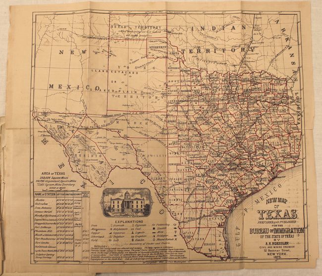 New Map of Texas [and] County and Railroad Map of Texas [bound in] Bryant's Railroad Guide