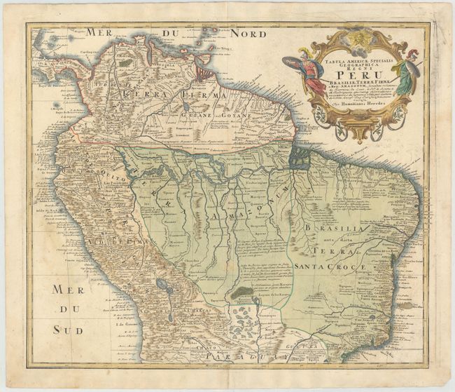 Tabula Americae Specialis Geographica Regni Peru, Brasiliae, Terrae Firmae...