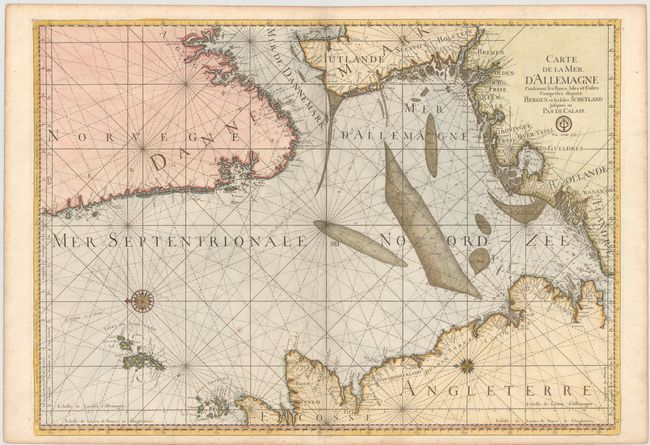 Carte de la Mer d'Allemagne Contenant les Bancs Isles et Costes Comprises Depuis Bergen et les Isles Schetland Jusques au Pas de Calais