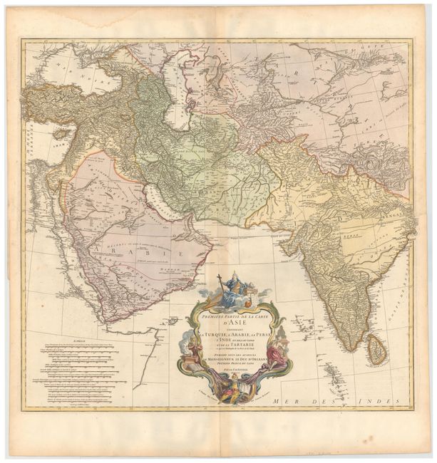 Premiere Partie de la Carte d'Asie Contenant la Turquie, l'Arabie, la Perse, l'Inde en deca du Gange et de la Tartarie