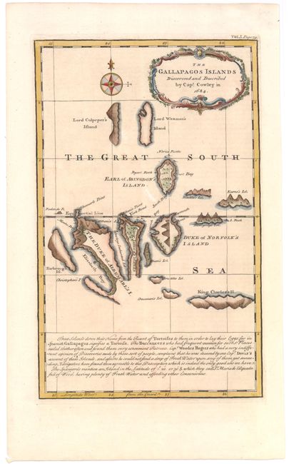 The Gallapagos Islands Discovered and Described by Capt. Cowley in 1684