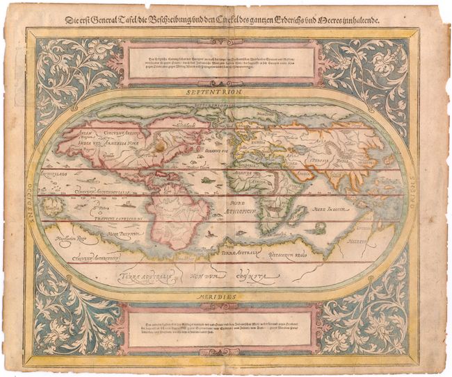 Die Erst General Tafel / Die Beschreibung und den Circkel des gantzen Erdtrichs und Deeres innhaltende