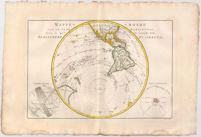 Mappe Monde sur un Plan Horisontal, Situe a 45d. de Latitude Sud. Hemisphere Occidental