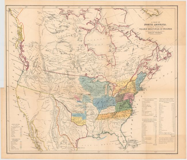 A Map of North America, Denoting the Boundaries of the Yearly Meetings of Friends and the Locations of the Various Indian Tribes [and] Aboriginal America, East of the Mississippi