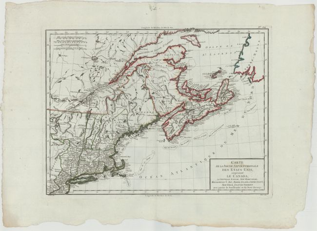 Carte de la Partie Septentrionale des Etats Unis, comprenant le Canada, La Nouvelle Ecosse, New Hampshire, Massachuset's Bay, Rhode-Island, Connecticut, New-Yorck, Etat de Vermont avec partie de Pensilvanie et de New-Jersey