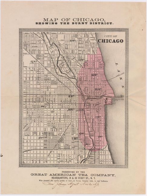 Map of Chicago, Showing the Burnt District