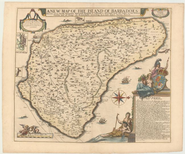 A New Map of the Island of Barbadoes wherein Every Parish, Plantation, Watermill, Windmill & Cattlemill, is Described