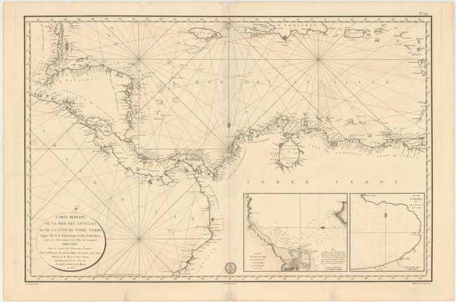 Carte Reduite de la Mer des Antilles et de la Cote de Terre Ferme Dupuis l'Ile de la Trinite Jusqu'a la Baie de Honduras