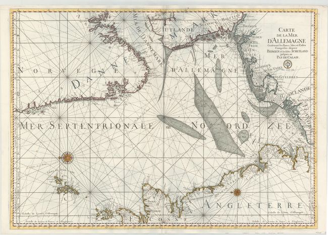 Carte de la Mer d'Allemagne Contenant les Bancs Isles et Costes Comprises Depuis Bergen et les Isles Schetland Jusques au Pas de Calais