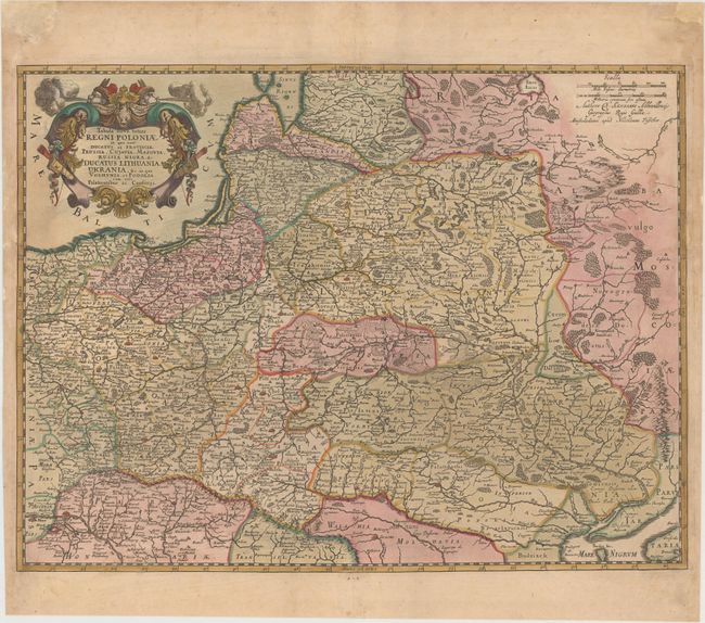 Tabula Nova Totius Regni Poloniae. In quo sunt Ducatus et Provinciae Prussia, Cujavia, Mazovia, Russia Nigra, &c. Ducatus Lithuania, Ukrania...