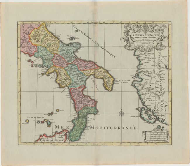 Le Royaume de Naples Divise en Douze Provinces; par Sanson