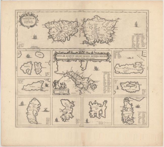 Insularum, Sardiniae et Corsicae Antiqua Descriptio [on sheet with] Insular Aliquot Aegaei Maris Antiqua Descrip [on sheet with 8 other untitled maps]