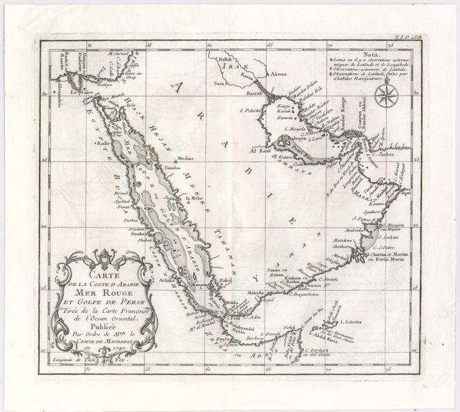 Carte de la Coste d'Arabie Mer Rouge et Golfe de Perse Tiree de la Carte Francoise de l'Ocean Oriental...