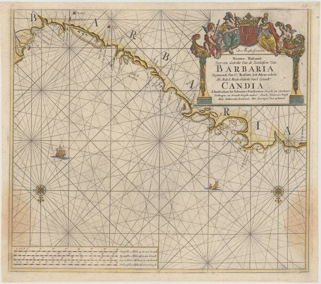 Nieuwe Pascaart voor een Gedeelte van de Zeekusten van Barbaria Beginnende van C: Rusato tot Alexandria als Mede t' Meeste Gedeelte van t' Eylandt Candia