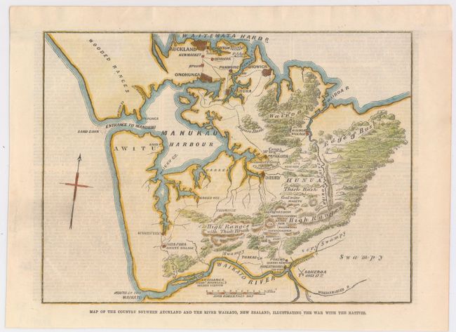 Map of the Country Between Auckland and the River Waikato, New Zealand, Illustrating the War with the Natives