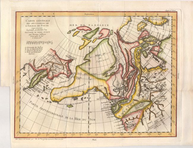 Carte Generale des Decouvertes de l'Amiral de Fonte representant la grande probabilite d'un Passage au Nord Ouest