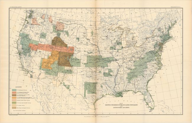 Map Showing Progress of Triangulation, Topography and Astronomic Location [and] U.S. Geological Survey Progress Map [with report] The Work of the United States Geological Survey [and] Progress Map of Topographic and Geologic Surveys
