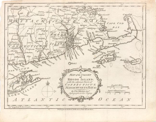 A Map of the Colony of Rhode Island: with the Adjacent Parts of Connecticut, Massachusets Bay. &c.