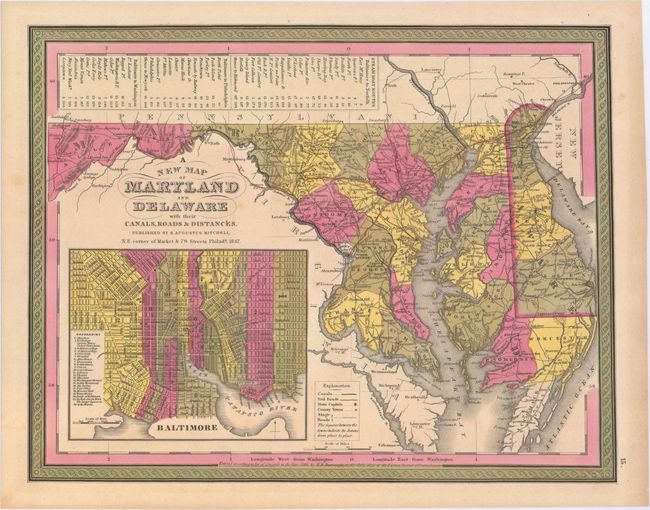 A New Map of Maryland and Delaware with Their Canals, Roads & Distances