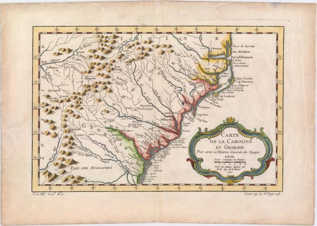 Carte de la Caroline et Georgie.  Pour Servir a l'Histoire Generale des Voyages