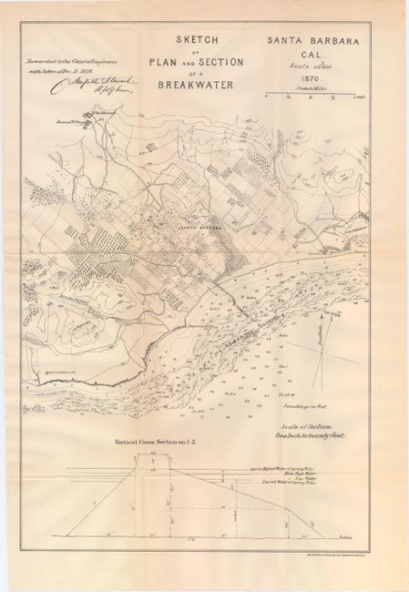 Sketch of a Plan and Section of a Breakwater