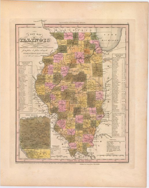 A New Map of Illinois with Its Proposed Canals, Roads & Distances from Place to Place along the Stage & Steam Boat Routes