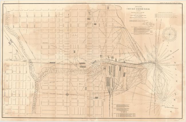 Map G. No. 52. Chicago Harbor & Bar, Illinois. From Survey Made in April 1857 under the Direction of Brevet Lieut. Col. J.D. Graham