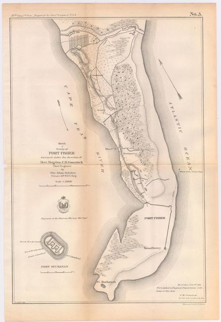 Sketch of Vicinity of Fort Fisher [and] Plan and Sections of Fort Fisher
