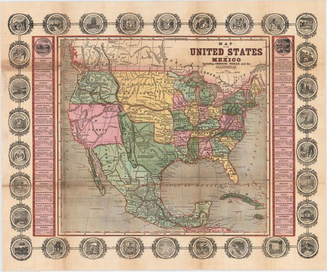 Map of the United States and Mexico Including Oregon, Texas and the Californias