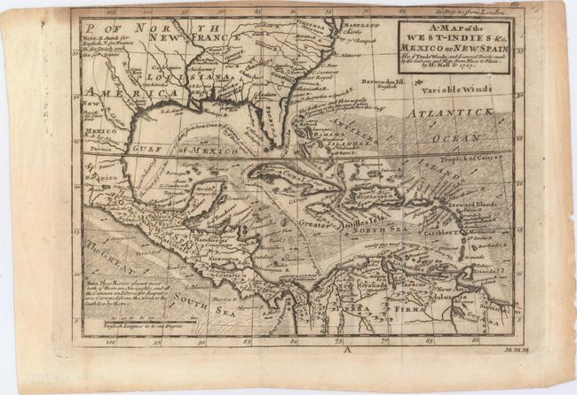 A Map of the West-Indies &c. Mexico or New Spain. Also ye Trade Winds, and ye Several Tracts Made by ye Galeons and Flota from Place to Place